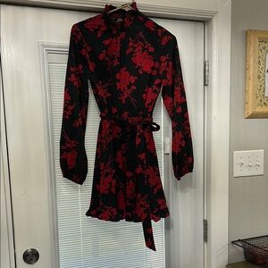 Floral Black and Red Women's Dress